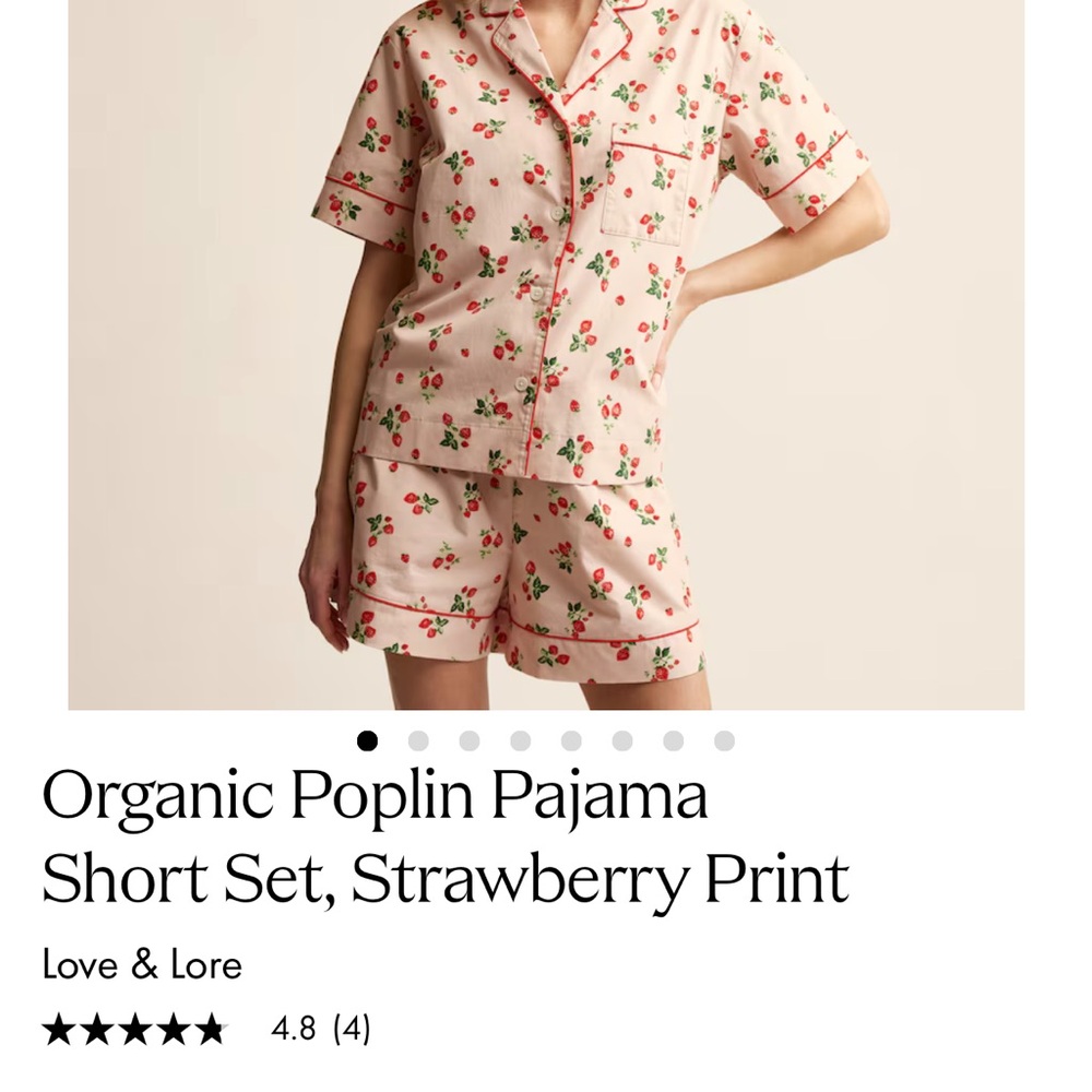 Anthropologie Pink Strawberry Print Pajama Set